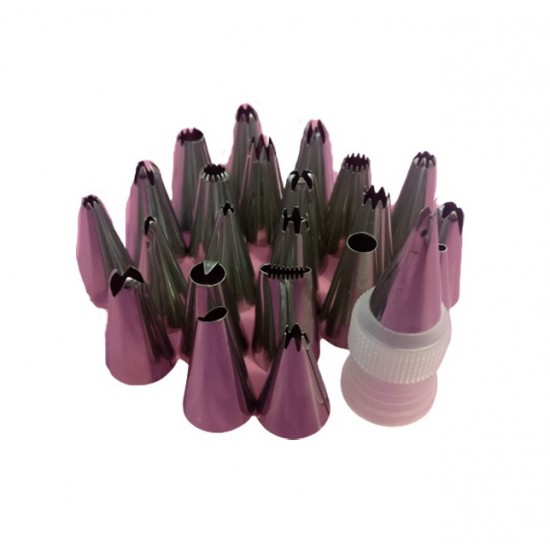 Set 23 duiuri ornat din inox cu adaptor inclus, 3 cm, Rose, 83COF Set 23 duiuri ornat din inox cu adaptor inclus, 3 cm, Rose, 83COF