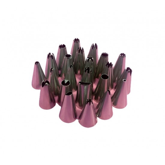 Set 23 duiuri ornat din inox cu adaptor inclus, 3 cm, Rose, 83COF Set 23 duiuri ornat din inox cu adaptor inclus, 3 cm, Rose, 83COF