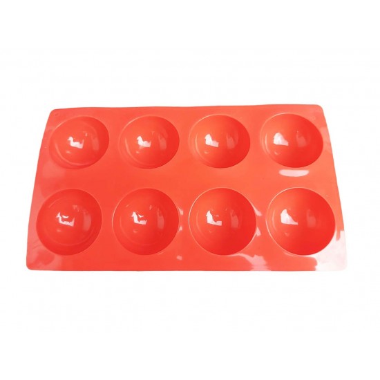 Forma silicon pentru prajituri turnate, Rosu, 8 cavitati, 28 cm, 432COF-2