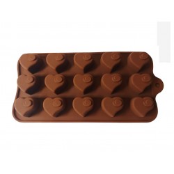 Forma silicon pentru bomboane in forma de inima, 15 cavitati, Maro, 19 cm, 436COF