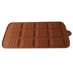Forma silicon pentru ciocolata in patratele, 12 cavitati, Maro, 21 cm, 437COF