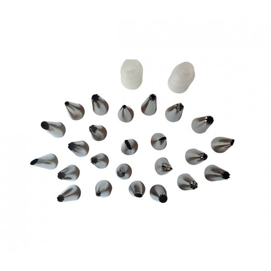 Set 24 duiuri ornat din inox, 2 adaptoare, 1 pos silicon, 447COF