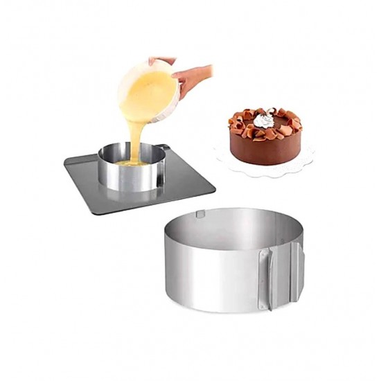 Forma pentru torturi, rotunda reglabila 16-30 cm, Inaltime 8,8 cm, Inox, 461COF Forma pentru torturi, rotunda reglabila 16-30 cm, Inaltime 8,8 cm, Inox, 461COF