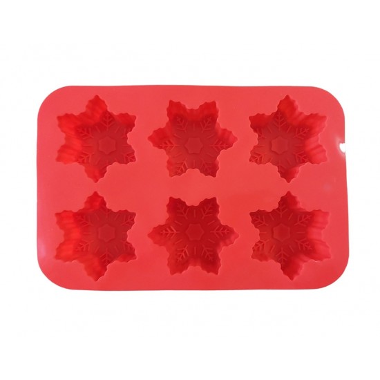 Forma silicon in forma de fulgi de zapada, 6 cavitati, Rosu, 25 cm, 473COF