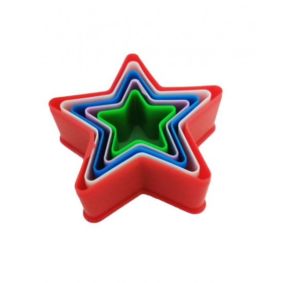 Set 5 forme decupatoare in forma de Stea, pentru biscuiti sau gogosi, 9 cm, 519COF