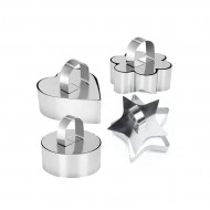 Forme prajituri inima, stea, floare, rotund cu pasator, pentru patiserie, bucatarie si plating, inox, 528COF Forme prajituri inima, stea, floare, rotund cu pasator, pentru patiserie, bucatarie si plating, inox, 528COF