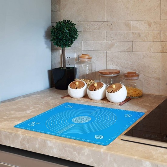Covoras pentru aluat din silicon, foaie antiaderenta, 60x80 cm, Albastru, 557COF Covoras pentru aluat din silicon, foaie antiaderenta, 60x80 cm, Albastru, 557COF