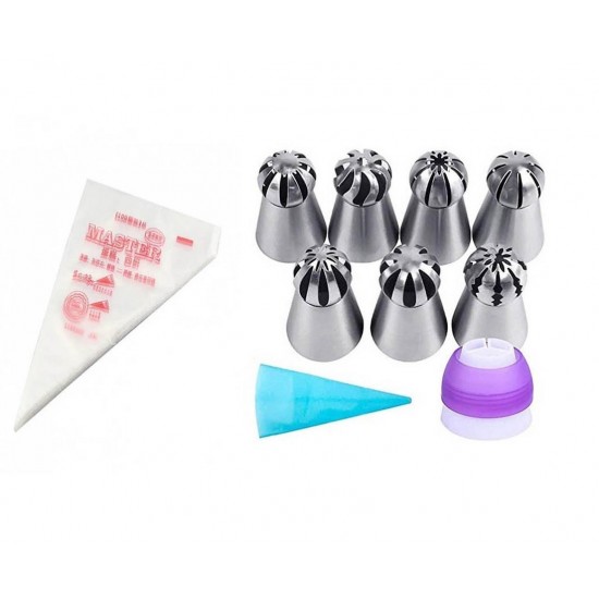 Set 10 piese, 7 Duiuri de Ornament pentru Torturi si Prajituri, 1 pos silicon. 1 adaptor, 100 de posuri, 562COF Set 10 piese, 7 Duiuri de Ornament pentru Torturi si Prajituri, 1 pos silicon. 1 adaptor, 100 de posuri, 562COF