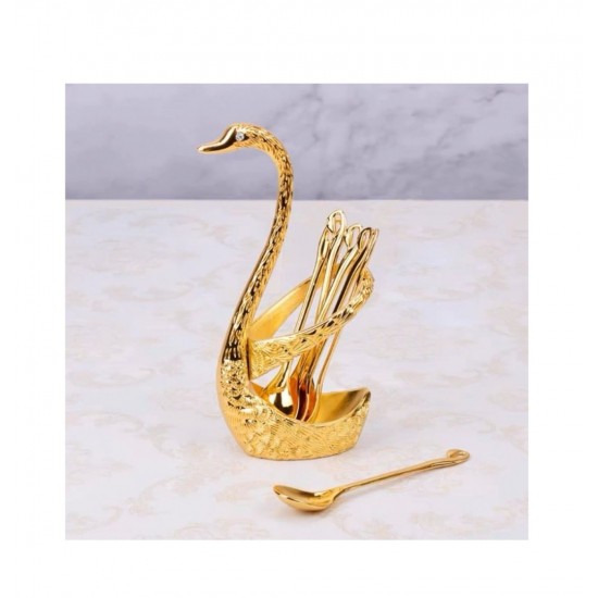 Set 6 lingurite cu suport Lebada, Luxury Gold, 14 cm, A13834 Set 6 lingurite cu suport Lebada, Luxury Gold, 14 cm, A13834