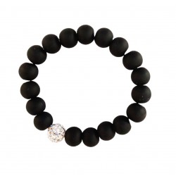 Bratara cu bile si charm, Negru, BR58 Bratara cu bile si charm, Negru, BR58