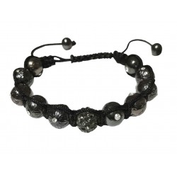 Bratara cu pietre Hematit si Charm, Negru, 145BJ Bratara cu pietre Hematit si Charm, Negru, 145BJ