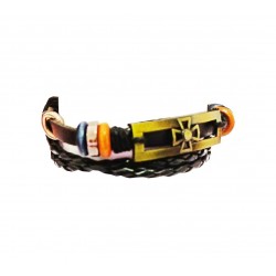 Bratara din piele ecologica, Model Cruce, Negru, BR33 Bratara din piele ecologica, Model Cruce, Negru, BR33