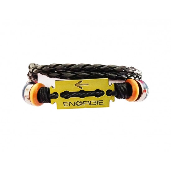 Bratara din piele ecologica, Model Energie, Negru, BR28 Bratara din piele ecologica, Model Energie, Negru, BR28