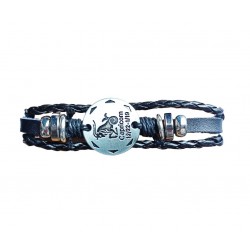 Bratara din piele ecologica, Zodiac Capricorn, Negru, BR46 Bratara din piele ecologica, Zodiac Capricorn, Negru, BR46