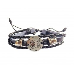 Bratara din piele ecologica, Zodiac Rac, Negru, BR49 Bratara din piele ecologica, Zodiac Rac, Negru, BR49