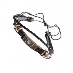Bratara din piele ecologica, Zodiac Scorpion, Negru, BR44 Bratara din piele ecologica, Zodiac Scorpion, Negru, BR44