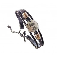 Bratara din piele ecologica, Zodiac Scorpion, Negru, BR54 Bratara din piele ecologica, Zodiac Scorpion, Negru, BR54