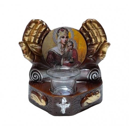 Candela cu doua maini, Fecioara Maria cu pruncul IIsus Hristos, 17 cm, GXL046 Candela cu doua maini, Fecioara Maria cu pruncul IIsus Hristos, 17 cm, GXL046