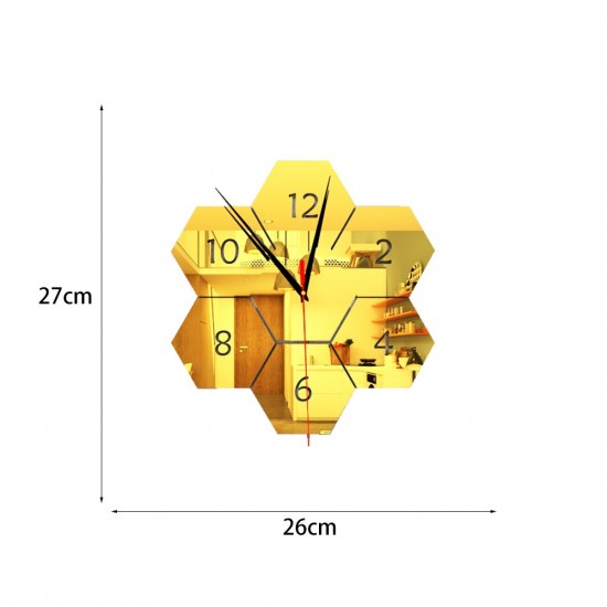 Ceas decorativ de perete, Asimetric, Oglinda acrilica, 27 cm, MC-067 Ceas decorativ de perete, Asimetric, Oglinda acrilica, 27 cm, MC-067