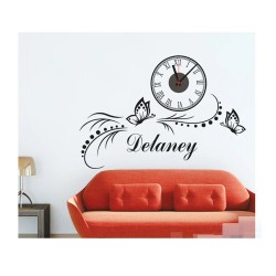 Ceas decorativ de perete, Fluturi, Ceas cu Autocolant, 55 cm, CD874 Ceas decorativ de perete, Fluturi, Ceas cu Autocolant, 55 cm, CD874