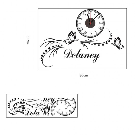 Ceas decorativ de perete, Fluturi, Ceas cu Autocolant, 55 cm, CD874 Ceas decorativ de perete, Fluturi, Ceas cu Autocolant, 55 cm, CD874