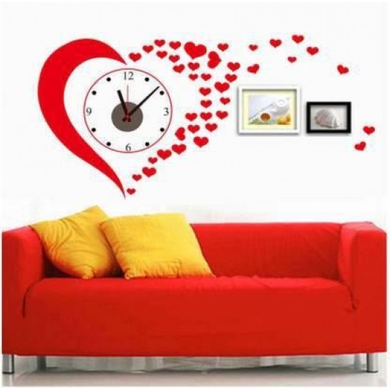 Ceas decorativ de perete, Inima, Ceas cu Autocolant, 50 cm, CD829 Ceas decorativ de perete, Inima, Ceas cu Autocolant, 50 cm, CD829