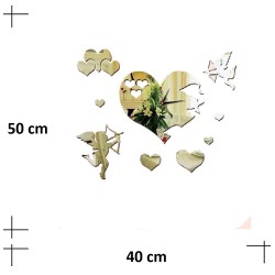 Ceas decorativ de perete, Inima, Oglinda acrilica, 50 cm, ZB075 Ceas decorativ de perete, Inima, Oglinda acrilica, 50 cm, ZB075