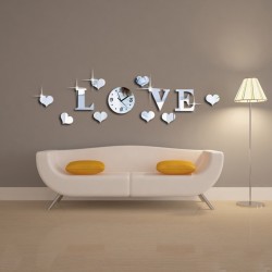 Ceas decorativ de perete, Love, Oglinda acrilica, 50 cm, LK-13 Ceas decorativ de perete, Love, Oglinda acrilica, 50 cm, LK-13