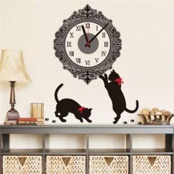 Ceas decorativ de perete, Pisici, Ceas cu Autocolant, 40 cm, CD880 Ceas decorativ de perete, Pisici, Ceas cu Autocolant, 40 cm, CD880