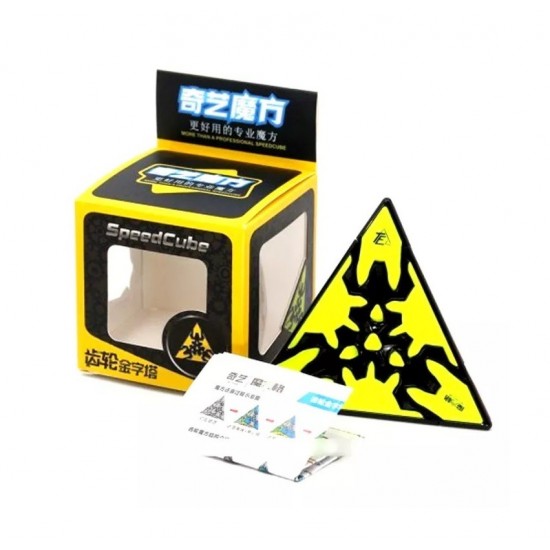 Cub Magic 3x3x3 QiYi Gear Pyraminx Speedcube, Black, 335CUB-1 Cub Magic 3x3x3 QiYi Gear Pyraminx Speedcube, Black, 335CUB-1