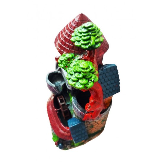 Fantana arteziana, cu buton On/off, Casuta cu turn, 1 bila si leduri, 37 cm, SS1839 Fantana arteziana, cu buton On/off, Casuta cu turn, 1 bila si leduri, 37 cm, SS1839