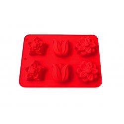 Forma din silicon pentru prajituri, 6 cavitati, Floral, 118COF