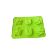 Forma din silicon pentru prajituri, 6 cavitati, Floral, 119COF
