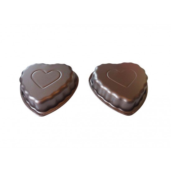 Forma pentru Tarte, Set 2 forme, Inima, Maro, 10 cm, 403COF Forma pentru Tarte, Set 2 forme, Inima, Maro, 10 cm, 403COF