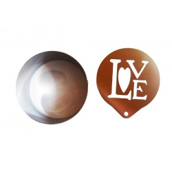 Forma pentru prajituri, Rotund cu sablon de ornat, Text Love, 7.5 cm, 415COF