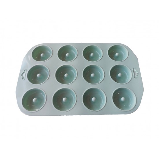 Forma silicon 12 cavitati, Pentru prajituri sau Briose, Verde, 28 cm, 235COF