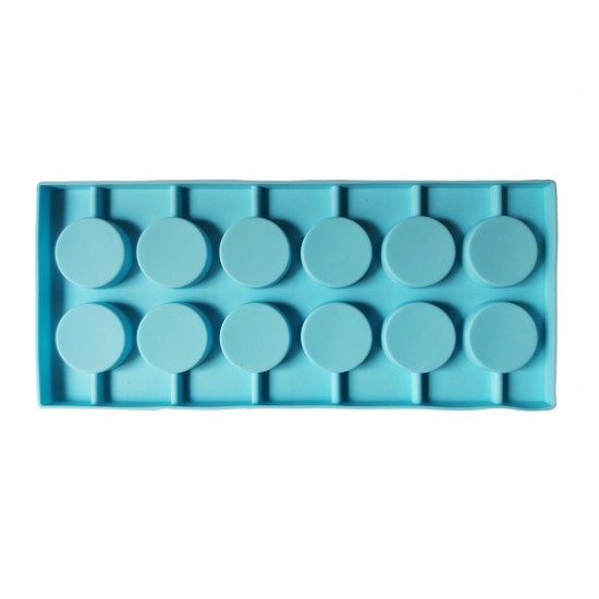 Forma silicon 12 cavitati, Rotund, Acadele din ciocolata sau Acadele din zahar, Albastru, 27 cm, 292COF