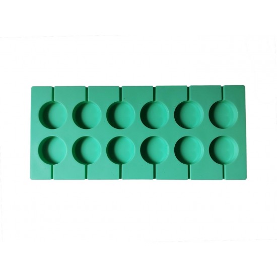 Forma silicon 12 cavitati, Rotund, Acadele din ciocolata sau Acadele din zahar, Verde, 27 cm, 293COF