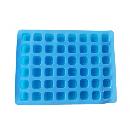 Forma silicon 48 cavitati, Litere, Pentru bomboane sau cuburi de Gheata, Albastru, 23 cm, 224COF