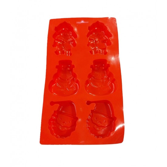 Forma silicon 6 cavitati, Mos Cracioun, Om de Zapada, Pentru prajituri sau Briose, Rosu, 29 cm, 240COF