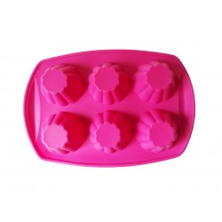 Forma silicon, Pentru prajituri, 6 cavitati, Roz, 29 cm, 343COF