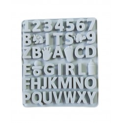 Forma silicon cu Cifre, Litere, Piciorus, Manuta, Biberon, Dinozaur, Suzeta, Albastru, 21 cm, 491COF