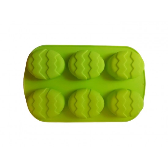 Forma silicon in forma de Ou, Pentru prajituri, Verde, 6 cavitati, 26 cm, 338COF