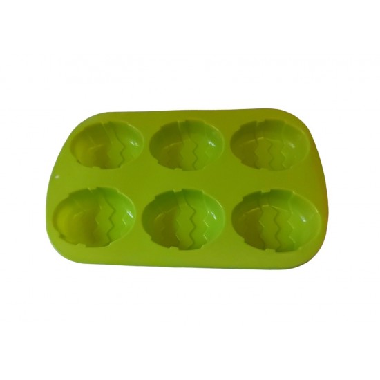 Forma silicon in forma de Ou, Pentru prajituri, Verde, 6 cavitati, 26 cm, 338COF