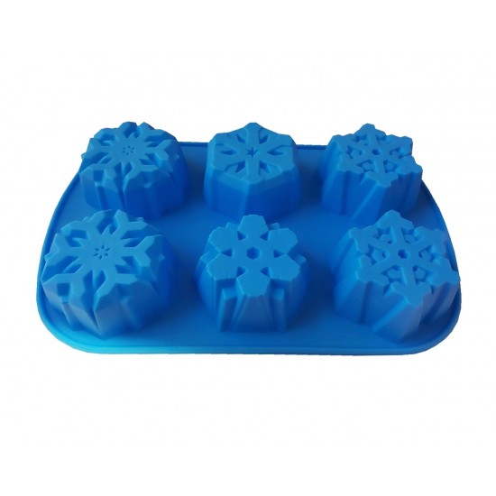 Forma silicon pentru prajituri, 6 cavitati, Fulgi de zapada, 154COF