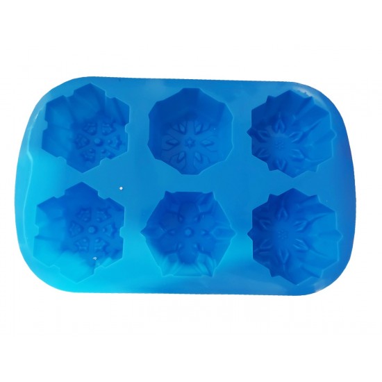 Forma silicon pentru prajituri, 6 cavitati, Fulgi de zapada, 154COF