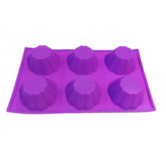 Forma silicon pentru prajituri, 6 cavitati, Mov, 147COF