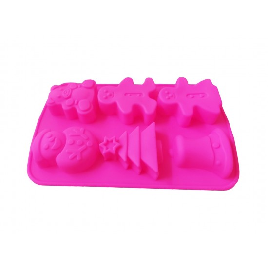 Forma silicon pentru prajituri, 6 cavitati, Sarbatori de iarna, 153COF