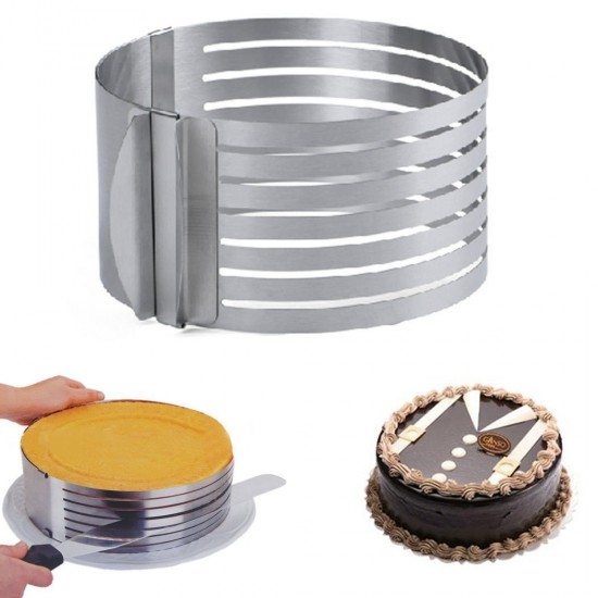 Inel feliator blat de tort ajustabil 8 cm, 24-30 cm, otel inoxidabil, 146COF Inel feliator blat de tort ajustabil 8 cm, 24-30 cm, otel inoxidabil, 146COF