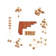 Jucarie de indemanare, Set constructii din lemn natural, 60 piese, SL1500 Jucarie de indemanare, Set constructii din lemn natural, 60 piese, SL1500